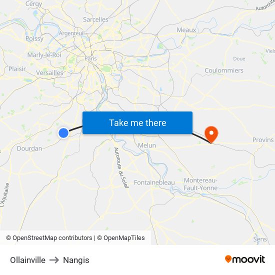 Ollainville to Nangis map