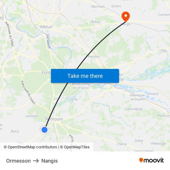 Ormesson to Nangis map