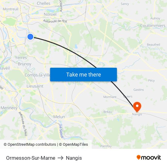 Ormesson-Sur-Marne to Nangis map