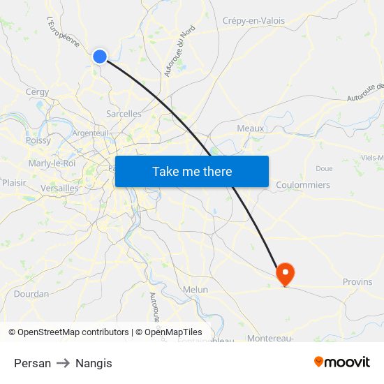 Persan to Nangis map