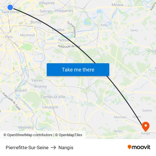 Pierrefitte-Sur-Seine to Nangis map