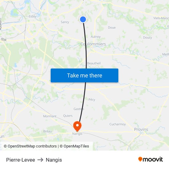 Pierre-Levee to Nangis map