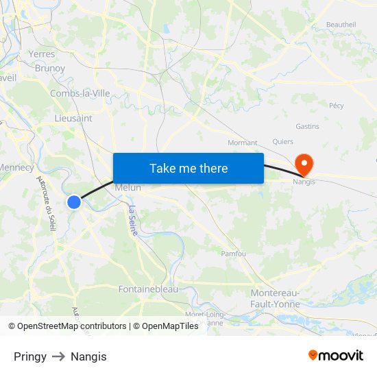 Pringy to Nangis map