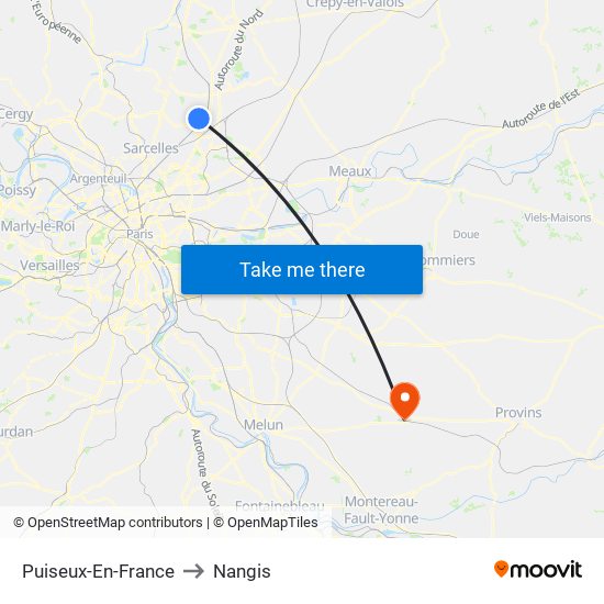 Puiseux-En-France to Nangis map