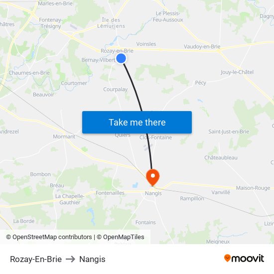 Rozay-En-Brie to Nangis map