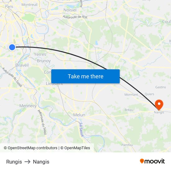 Rungis to Nangis map