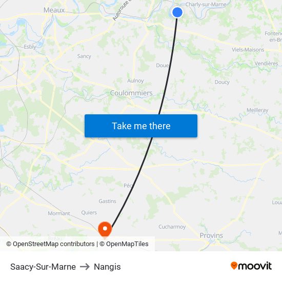 Saacy-Sur-Marne to Nangis map