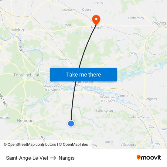 Saint-Ange-Le-Viel to Nangis map