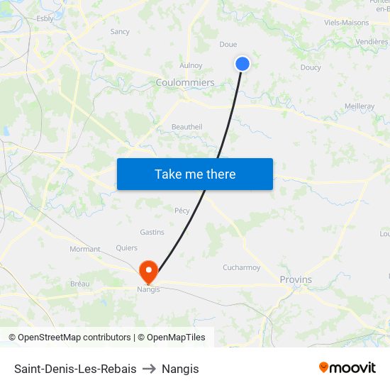 Saint-Denis-Les-Rebais to Nangis map