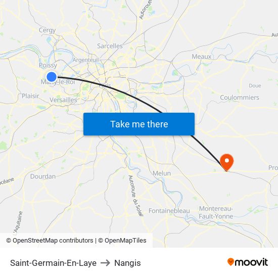 Saint-Germain-En-Laye to Nangis map