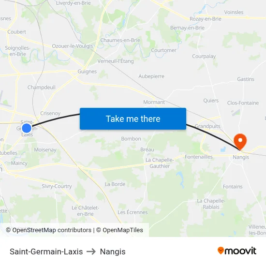 Saint-Germain-Laxis to Nangis map