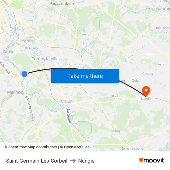 Saint-Germain-Les-Corbeil to Nangis map
