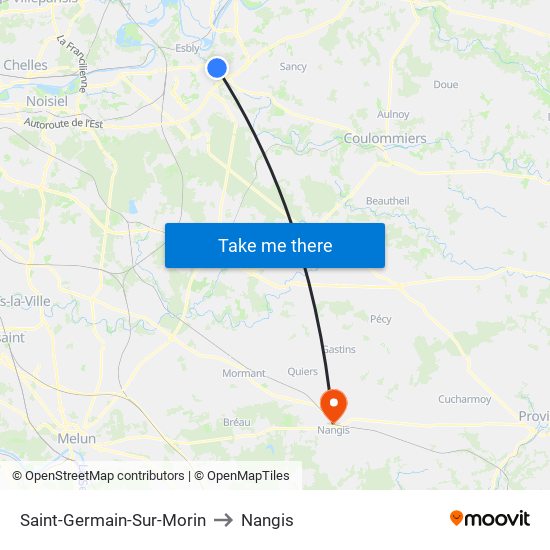 Saint-Germain-Sur-Morin to Nangis map