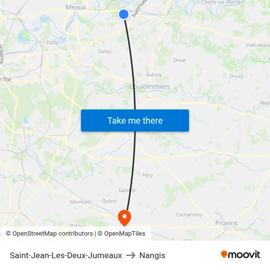 Saint-Jean-Les-Deux-Jumeaux to Nangis map