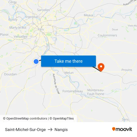 Saint-Michel-Sur-Orge to Nangis map