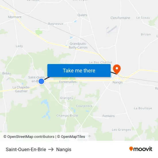 Saint-Ouen-En-Brie to Nangis map