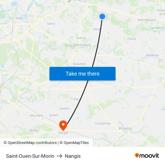 Saint-Ouen-Sur-Morin to Nangis map