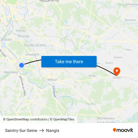 Saintry-Sur-Seine to Nangis map