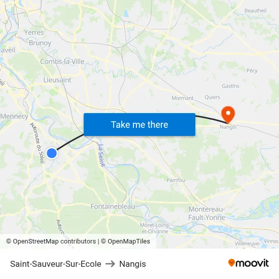 Saint-Sauveur-Sur-Ecole to Nangis map