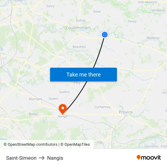 Saint-Simeon to Nangis map