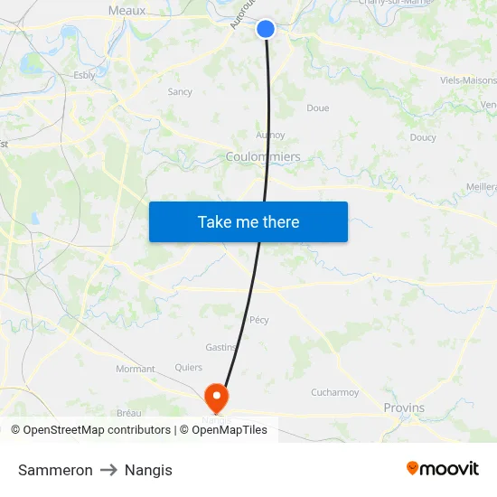 Sammeron to Nangis map