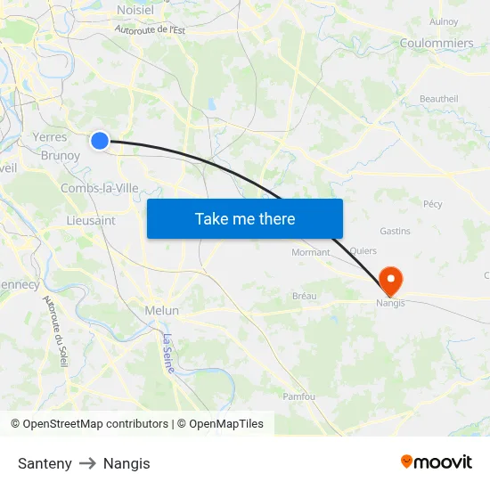 Santeny to Nangis map