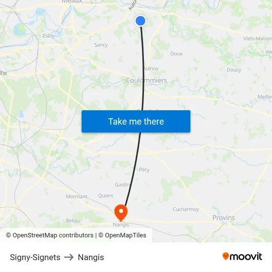 Signy-Signets to Nangis map