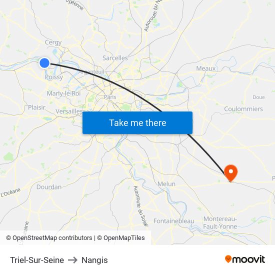 Triel-Sur-Seine to Nangis map