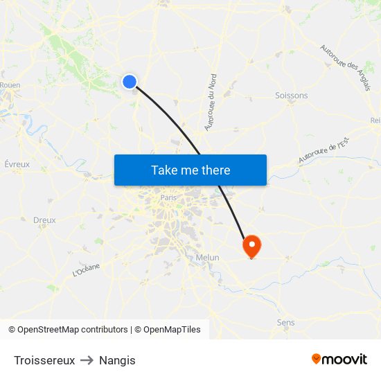 Troissereux to Nangis map