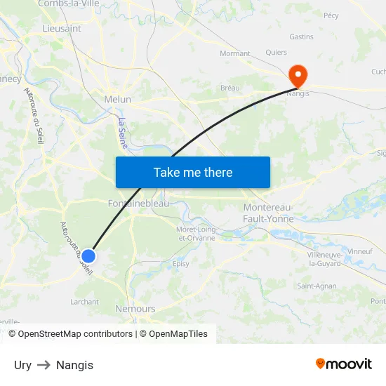 Ury to Nangis map