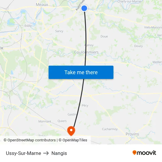 Ussy-Sur-Marne to Nangis map