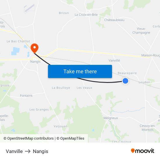 Vanville to Nangis map