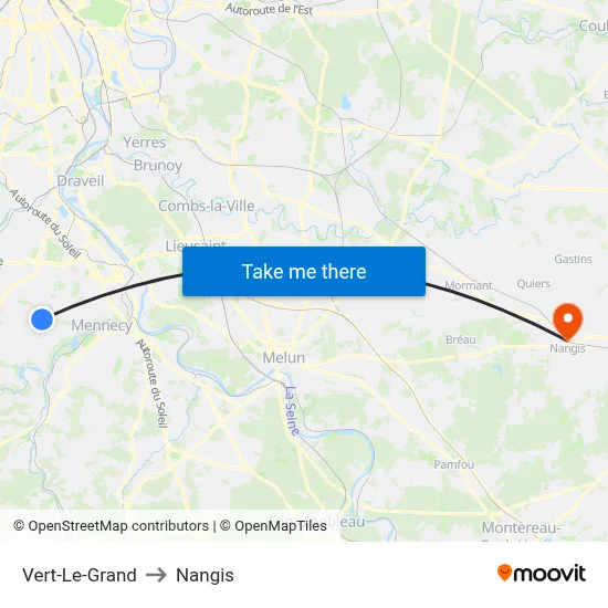 Vert-Le-Grand to Nangis map