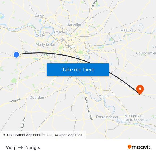 Vicq to Nangis map