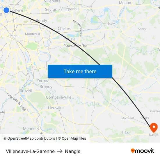 Villeneuve-La-Garenne to Nangis map