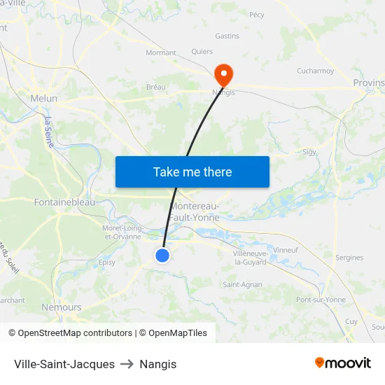 Ville-Saint-Jacques to Nangis map