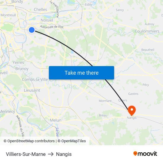 Villiers-Sur-Marne to Nangis map