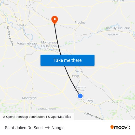 Saint-Julien-Du-Sault to Nangis map