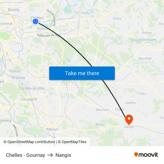 Chelles - Gournay to Nangis map