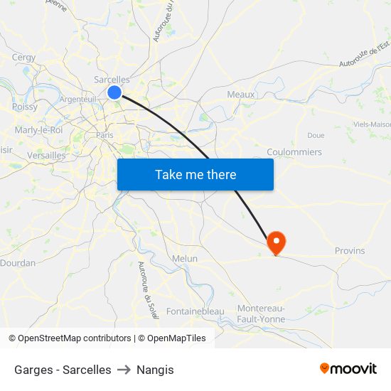 Garges - Sarcelles to Nangis map