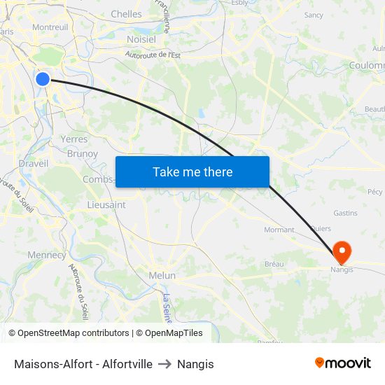 Maisons-Alfort - Alfortville to Nangis map
