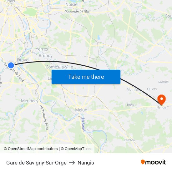 Gare de Savigny-Sur-Orge to Nangis map