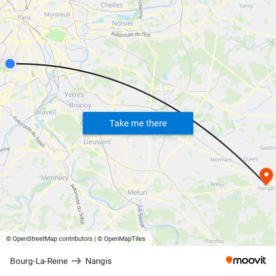 Bourg-La-Reine to Nangis map