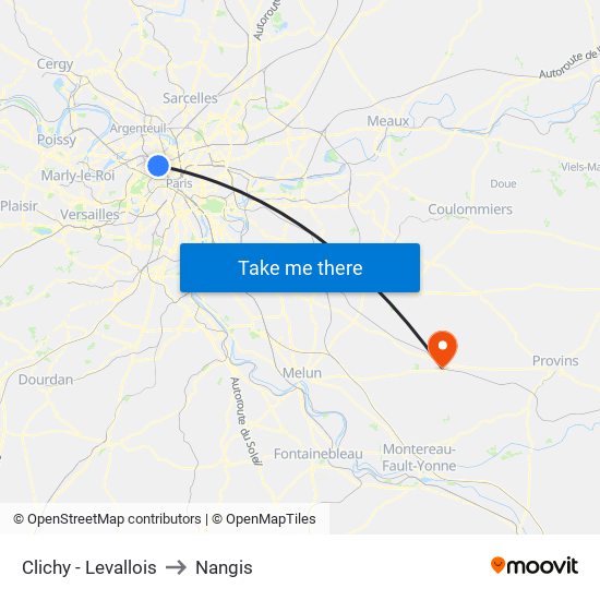 Clichy - Levallois to Nangis map