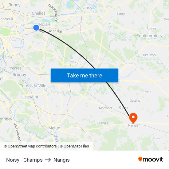 Noisy - Champs to Nangis map