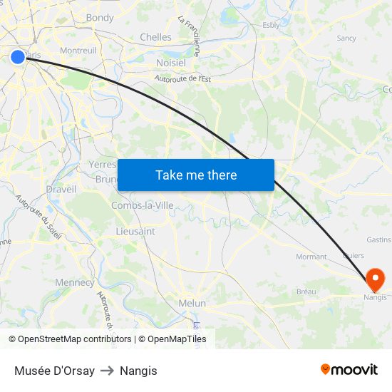 Musée D'Orsay to Nangis map
