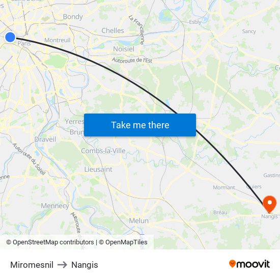 Miromesnil to Nangis map