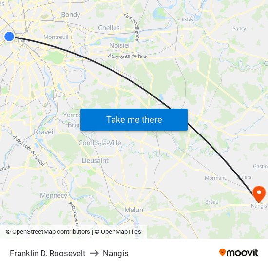 Franklin D. Roosevelt to Nangis map