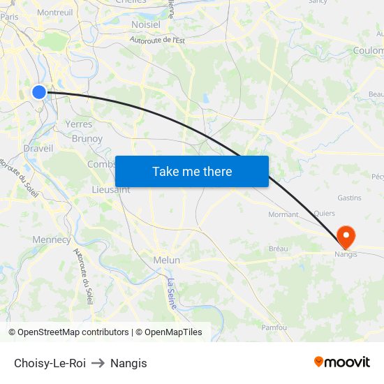 Choisy-Le-Roi to Nangis map