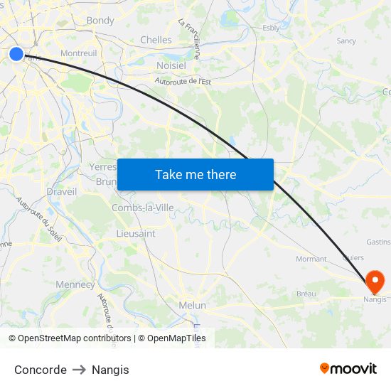 Concorde to Nangis map